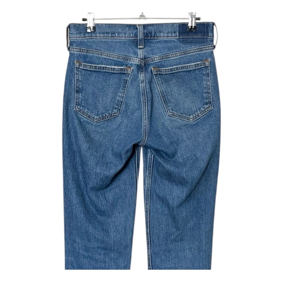 Abercrombie & Fitch 90s Straight Mid Rise Women’s 25 Long Blue Casual Raw Hem - Picture 6 of 12